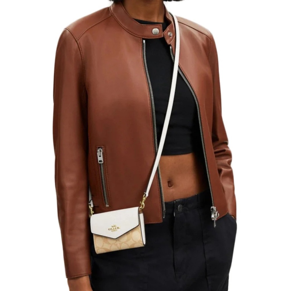 Coach Mini Envelope Wallet With Strap In Signature Canvas - Light Brown - Picture 17 of 17